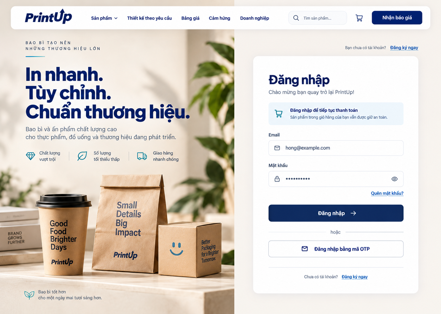 Đăng nhập bằng mật khẩu — bố cục desktop