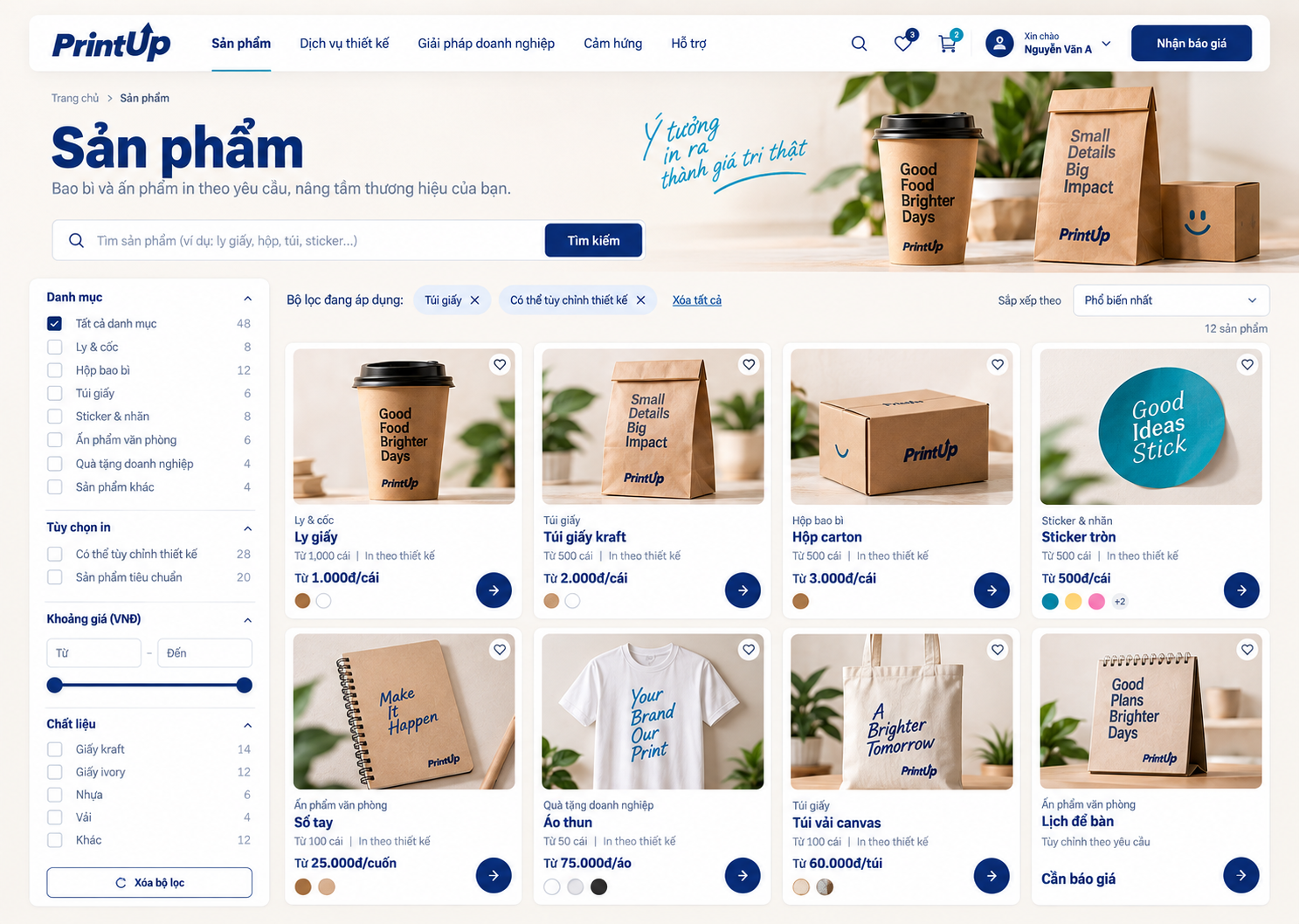 Danh mục sản phẩm — bố cục desktop